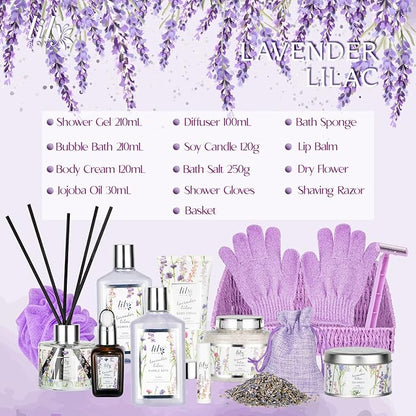 Christmas Gift Basket Set for Women - Ultimate 15-Piece Bath & Body Gift Set, Spa Gift Basket, Bath Collection | Birthday Gift, Mothers Day Gifts for Mom, Perfect Present for Her & Mom All Occasions