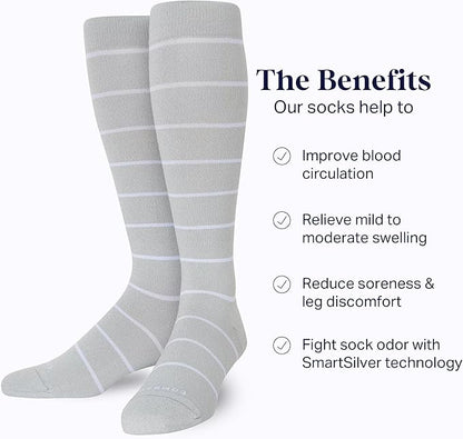 Comrad Recycled Cotton Knee High Socks - 15-20mmHg Graduated Compression Socks - Soft & Breathable Support Socks, Unisex