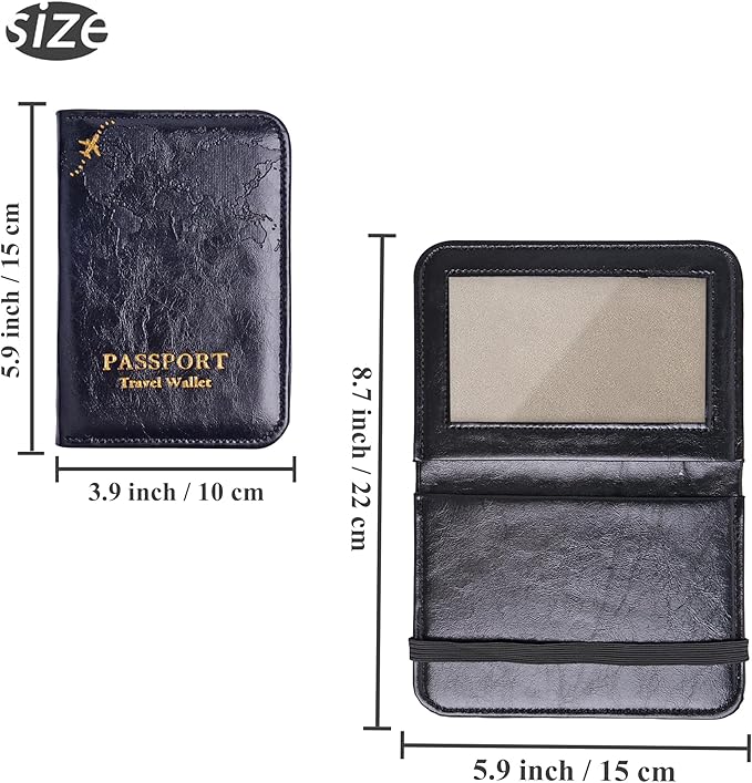 QIELIZI Passport Holder with Airtag Slot, Airtag Passport Wallet for Men Women, Slim Leather Passport Holder Case Family for Travel Anti-Lost(1-Black)