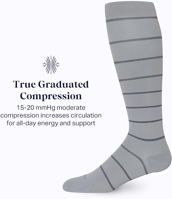 Comrad Nylon Knee High Socks - 15-20mmHg Graduated Compression Socks - Soft & Breathable Support Unisex Socks