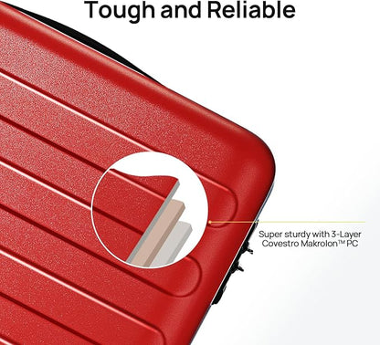 NINETYGO Medium Checked Luggage 24 Inch, Checking In Luggage with Smooth Spinner Wheels, Lightweight, Hard Shell PC Suitcase, Lightweight Travel Luggage, TSA Approved (Raspberry, Rhine Basic)