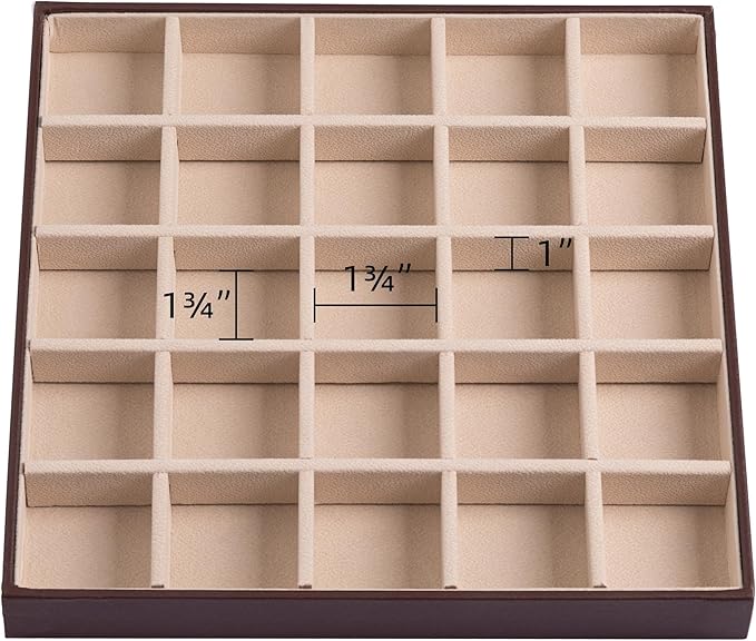 Frebeauty Earring Organizer Classic Jewelry Box 50 Slots Double Layer Jewelry Storage Case with 6 Necklace Hook and Bracelet Pocket(Dark Brown)