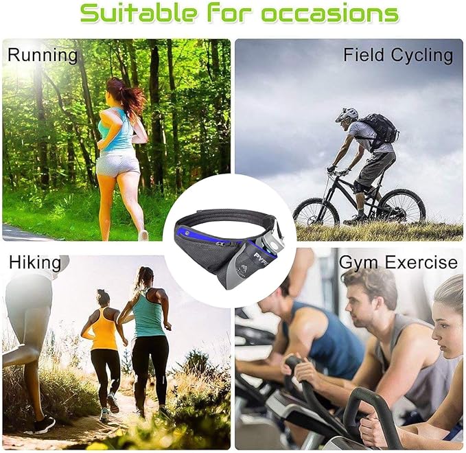 PYFK Running Belt Hydration Waist Pack with Water Bottle Holder for Men Women Waist Pouch Fanny Bag Reflective