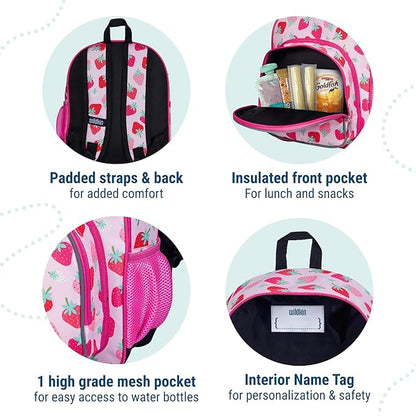 Wildkin 12-inch Kids Backpack – Padded, Adjustable, Ideal for Daycare & Travel - Strawberry Patch
