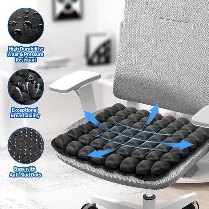 Professional Comfortable 3D Travel Seat Cushion, Air Inflatable Pressure Relief Seat Cushion Optimal Support for Long Sitting