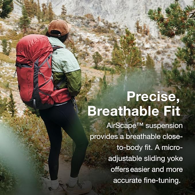 Osprey Tempest 44L Women's Lightweight Hiking Backpack - Daypack for Travel & Camping, Red Pampas/Coal Grey, M/L