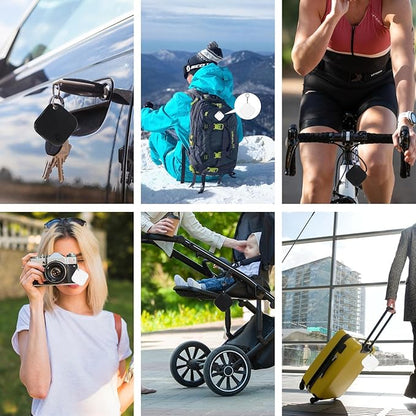 Air Tags-4 Pack Bluetooth Tracker Tag with Extra Battery, Work with Apple Find My (iOS Only, Not for Android), Item Finder for Keys, Backpack, Suitcase, Wallet, Luggage, Black