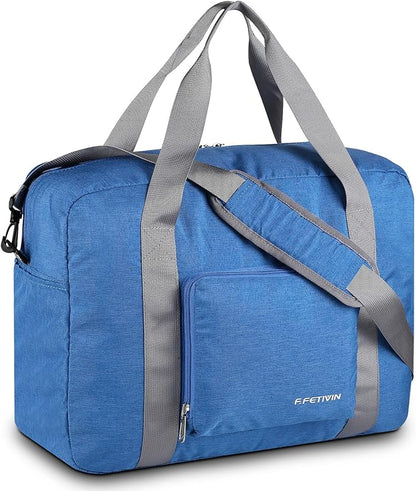 For Spirit Airlines Personal Item Bag 18x14x8 Foldable Travel Duffel Bag Underseat Carry-on Luggage for Women and men 30L(Blue)