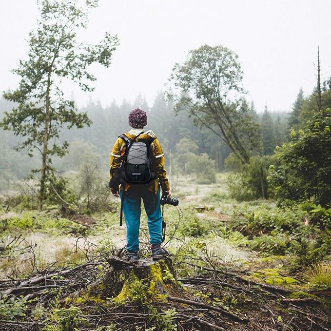 Insulated Hydration Backpack Pack with 3L BPA Free Leak Proof Water Bladder, Large Storage Lightweight Hiking Daypack with Waist Pouches & Cooler Layer, for Running, Biking, Camping, Festival