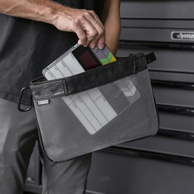 GOBAGS Production Zipper Bags - Electronics & Camera Accessories Bag - Cable organizer, Gear Accessory Pouch, Travel Camera Essentials (Large, Black)