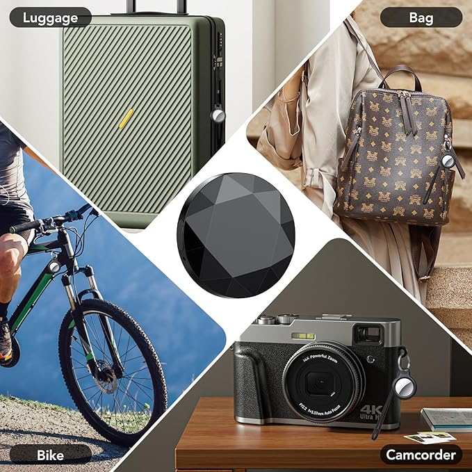 Air Tracker Tags-4 Pack Black | Bluetooth Tracker Work with Apple Find My (iOS Only), Smart Tag with Protective Case/Keychain/Lanyard, Item Finder for Luggage/Key/Suitcase, Replaceable Battery