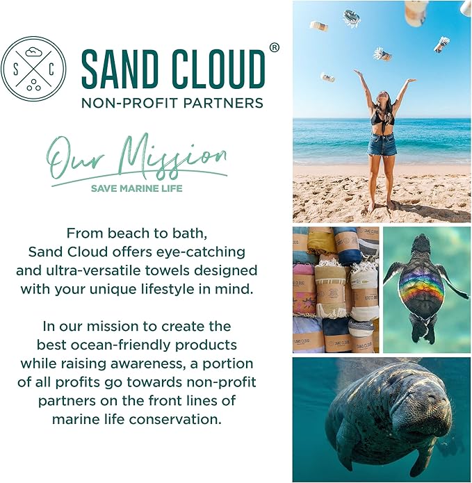 Sand Cloud Extra Large Turkish Beach Towel - Sand Free - 100% Organic Turkish Cotton Yarn - Quick Dry Towel for Beach, Picnic Blanket or Throw - As Seen on Shark Tank - Tie Dye (Mint Baja)
