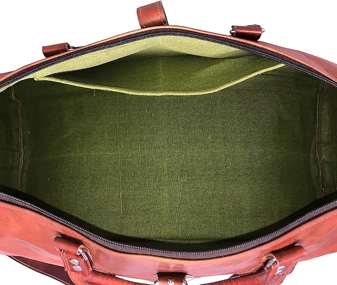 Leather Duffle Bag for Men Luggage Handmade Travel Bag Carry On Luggage Weekender Bags Overnight Gym Sports Cabin Holdall Bag For Airplanes Men And Women (28 Inch Brown)