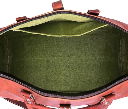 Leather Duffle Bag for Men Luggage Handmade Travel Bag Carry On Luggage Weekender Bags Overnight Gym Sports Cabin Holdall Bag For Airplanes Men And Women (28 Inch Brown)