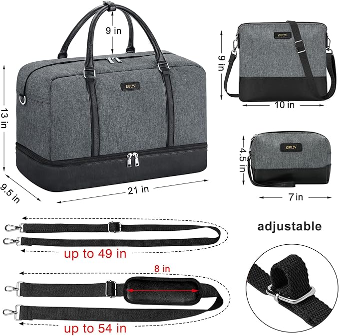 IBFUN Weekender Bags for Women, 21" Weekender Travel Bag, Travel Duffle Bag with Shoe Compartment Carry on Overnight Duffel Bag for Weekend Travel Business Trip, 3PCS