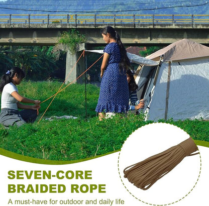 uxcell 4mm Nylon Rope, 10ft Portable Clothesline for Luggage and Backpack Tie Downs, Hanging Clothes, Swings, Camping and Mountaineering Tie Downs, Brown