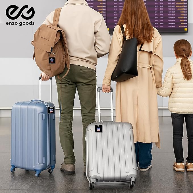 USA Initial Luggage Tag | 6 Pack | Personalized Luggage Tags for Suitcases | Choose Monogram Letter | Custom Fonts & Colors | Choose Tag Color