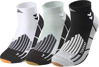 Compression Sport Running Socks: Athletic Socks for Men Women with Cushion,3 Pairs Work Hiking Basketball Ankle Socks