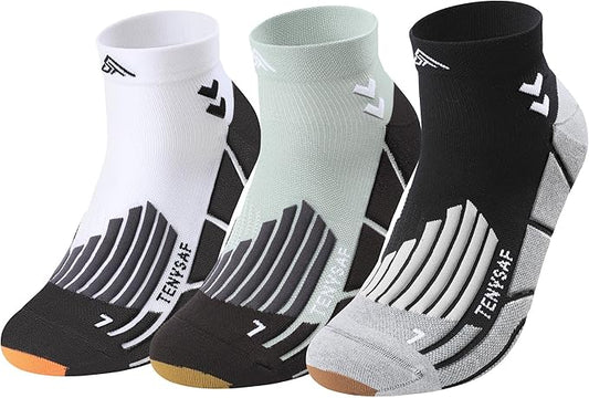 Compression Sport Running Socks: Athletic Socks for Men Women with Cushion,3 Pairs Work Hiking Basketball Ankle Socks