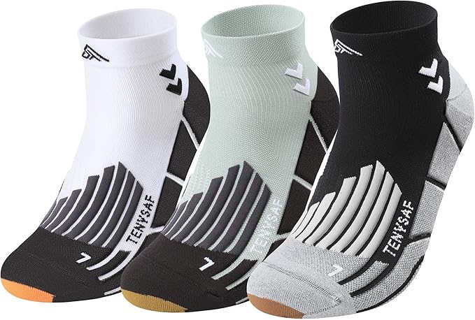 Compression Sport Running Socks: Athletic Socks for Men Women with Cushion,3 Pairs Work Hiking Basketball Ankle Socks