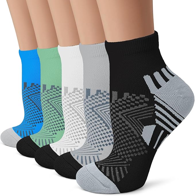 Iseasoo Copper Ankle Compression Socks - Low Cut Arch Support Socks for Men & Women, Running, Nurses, Plantar Fasciitis Socks