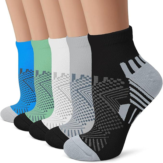 Iseasoo Copper Ankle Compression Socks - Low Cut Arch Support Socks for Men & Women, Running, Nurses, Plantar Fasciitis Socks