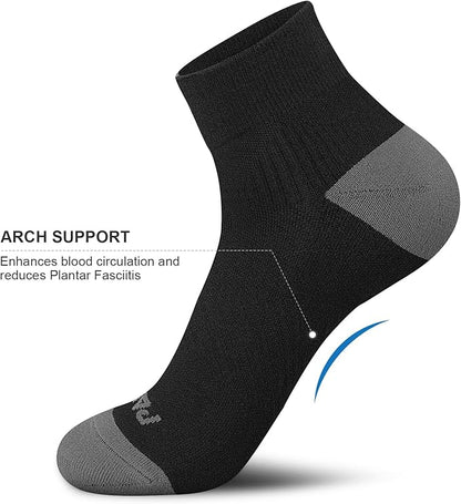 PAPLUS Ankle Compression Socks for Women 6 Pairs, Running Athletic Socks with Arch Support，Plantar Fasciitis Socks