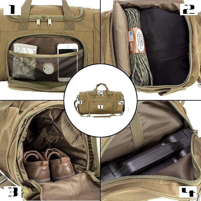 Gym Bag Duffle Bags for Men Women with Shoes Compartment Sport Weekend Travel Overnight Carry On Bag for Tactical Military Travel Work Out Bags (Green)