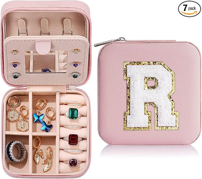 Parima Bridal Shower Gifts for Women, Bridesmaid Proposal Gifts | Wedding Travel Essentials - Small Jewelry Box & Travel Case - Letter S, Pink