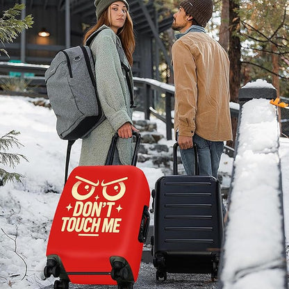 ANNA QUEEN Funny “Don’t Touch Me” Luggage Cover, Bold Red Suitcase Protector with Angry Eyes Design, Stretchable, Washable Travel Cover for 28-30 Inch Luggage