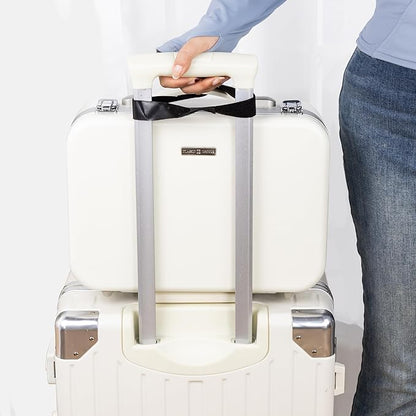 Lighted Makeup Case with Mirror - Large Size 13.4" x 10.2" - Travel Makeup Case With Mirror - Rechargeable LED Travel Vanity Case with Adjustable Brightness - Train Case Makeup Bag - White