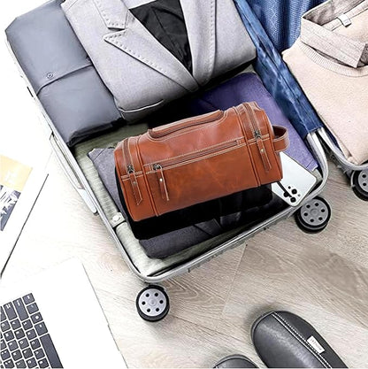 VC VINTAGE COUTURE Leather Toiletry Bag for Men Extra Large Leather Men's Toiletry Bag for Traveling Real Leather Dopp Kit for Men Leather Shaving Bag for Travel