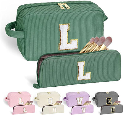 YOOLIFE Initial Travel Makeup Bag Cosmetic Bag - Teen Girl Gifts Trendy Stuff Friend Birthday Gifts for Women Teen Girl Kids