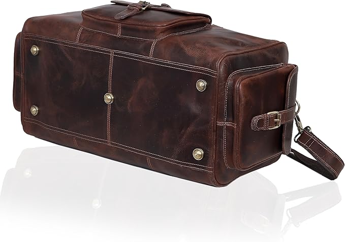 Leather Duffle Bag for Men, Overnight 21 Inch Weekender Duffel Gym Bag, Full Grain Leather Travel Carry-On Bag, Ideal for Sports, Airplane Luggage by Leather Farm