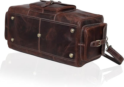 Leather Duffle Bag for Men, Overnight 21 Inch Weekender Duffel Gym Bag, Full Grain Leather Travel Carry-On Bag, Ideal for Sports, Airplane Luggage by Leather Farm