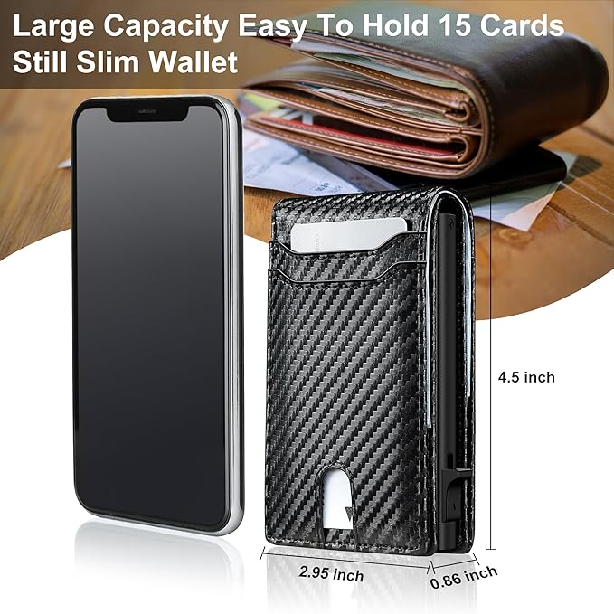 furid Card Wallet For Men Slim: Smart Wallet - Rfid Minimalist Front Pocket with ID Window Pop Up Wallet Gift For Male