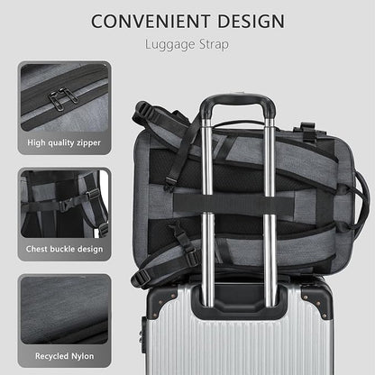 Vacuum Seal Travel Backpack 45L - Expandable Air Compression System, Water-Resistant, Carry-On Suitcase Luggage with TSA Lock Fits 18" Laptop - Vacuum Pump Included(Grey)