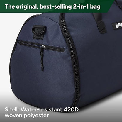 Halfday Convertible 2-in-1 Garment Duffel Weekender Bag 45L | Wrinkle-Free Travel, Hanging Suit Compartment, Shoe Pockets, Trolley Sleeve. Durable & Water-Resistant Carry-On, Marine