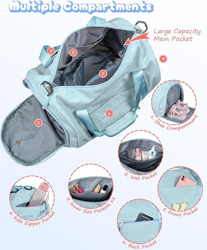 8 Year Old Girl Birthday Gifts, Girls Gym Bag, Kids Personalized Dance Bags with Shoe Compartment, Customized Travel Tote with Toiletry Bag, Gift for Grandkids (Letter Y)