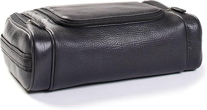 Leatherology Premium Ebony Hanging Toiletry Kit - Double zip closure, 2 exterior side zipper pockets, water-resistant lining