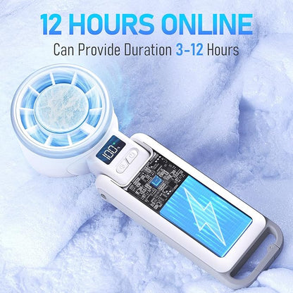 Portable Handheld Fan with Ice Cooling, Personal Fans Portable Rechargeable, Up tp 12Hrs Cooling, 5 Speed 25550RPM Hand Fan Rechargeable for Travel, Outdoor, Camping, Hiking (White)