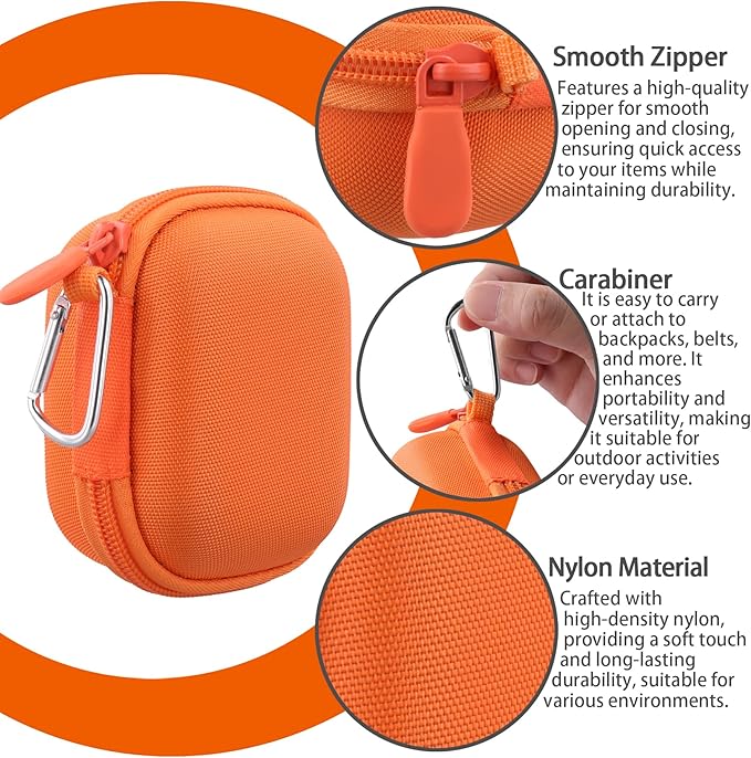 co2CREA Hard Case for Beats Powerbeats Pro 2 with Carabiner Clip, Shockproof Earbuds Storage Box – Protective Travel Cover for Powerbeats Pro 2 Wireless Bluetooth Earbuds (Electric Orange Case)