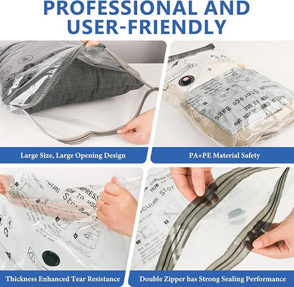 NESCCI Travel Vacuum Bags for Clothing with Rechargeable Wireless Air Pump,18 Pack Compression Seal Packing Bags for Luggage Suitcase,Carry-on Size Space Saver Vacuum Storage Bags