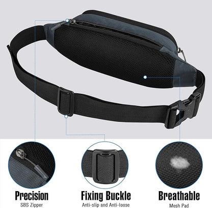 WATERFLY Fanny Pack Waist Bag: Small Hip Pouch Bum Bag Fannie Pack Phanny Fannypack Waistpack Bumbag Beltbag Sport Slim Fashionable for Jogging Hiking Hiker Woman Man