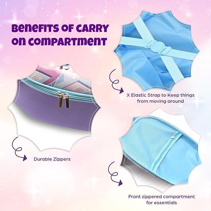 Disney Frozen Princess Suitcase Scooter for Kids - Girls Scooter Luggage with Light Up Wheels, Easy Steer and Foldable Carry On Kick Scooter for Toddler, Boys, Girls, Great Travel Gift Idea