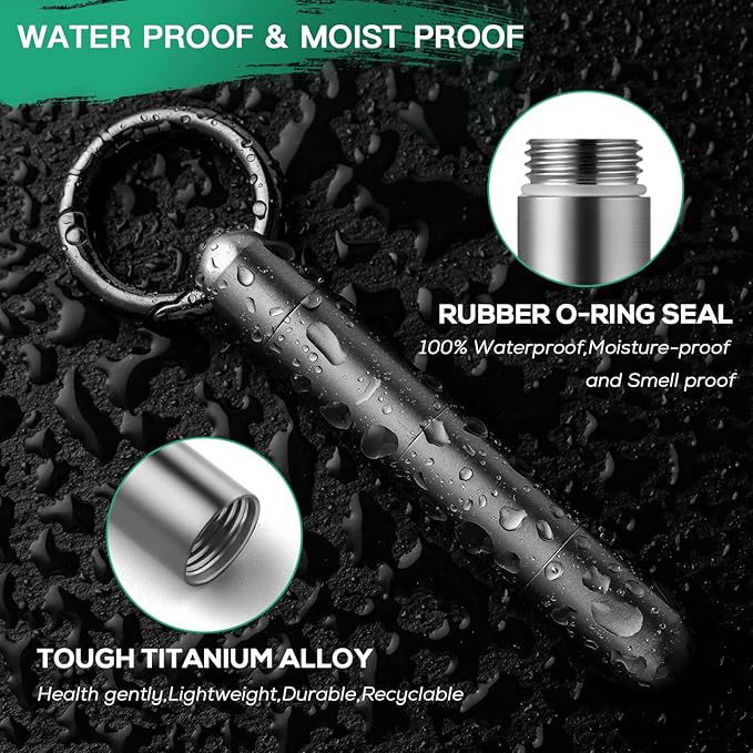 TISUR Small Keychain Pill Holder, Titanium Pill Case Waterproof Pill Fob for Travel Purse Pocket, Portable Pill Container Box Pill Organizer Tube