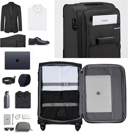 Hanke 20/24/28 Inch 3 Piece Luggage Set with Spinner Wheels Expandable Luggage Large Suitcases with Wheels Softside Checked Luggage Rolling Suitcase with Lock Lightweight Travel Luggage.(Dark Gray)