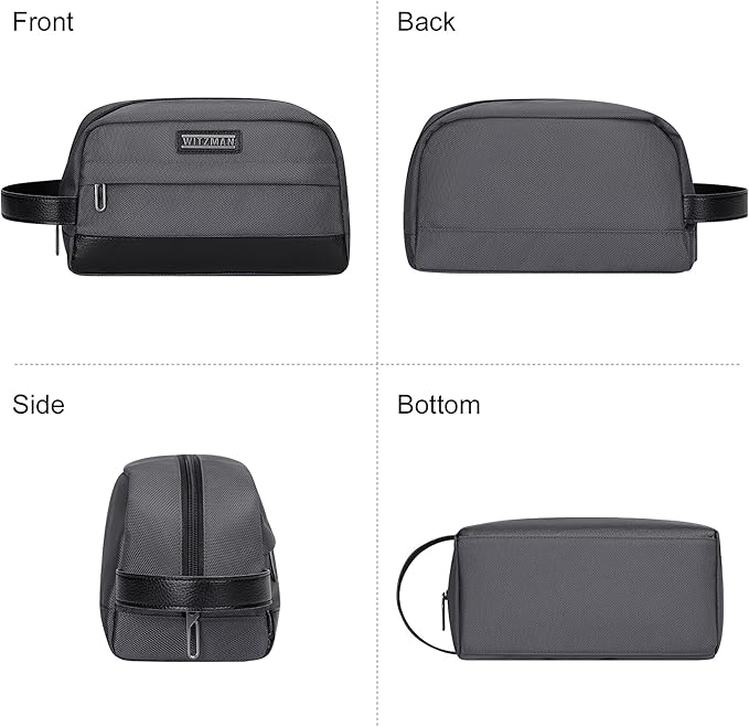 WITZMAN Toiletry Bag for Men Women Lightweight Hanging Travel Bathroom Bag Water-resistant Dopp Kit Shaving Bag Cosmetic bag （B692 Silvery Grey）