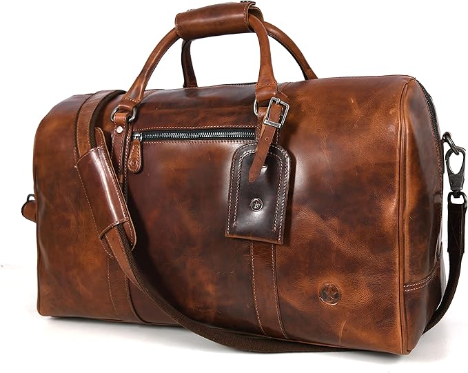 Leather Duffel Bag for Men & Women Travel, Weekend, Overnight, Gym Bag