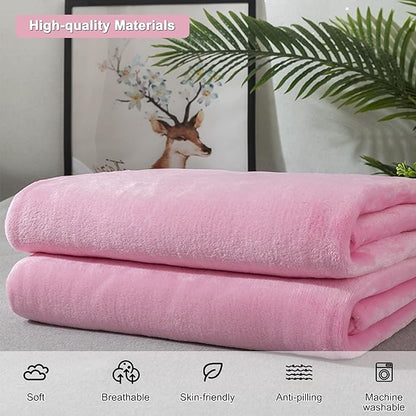 2-in-1 Convertible Travel Blanket & Pillow-Ultra Soft, Compact & Packable with Hand Luggage Sleeve and Backpack Clip for Flight & Car,Pink
